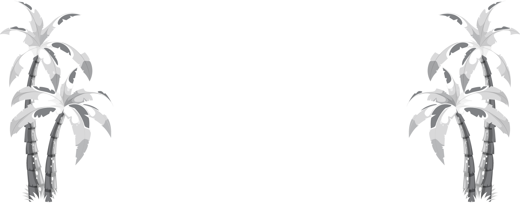 white logo has two palm trees on either side of the words Vybez on the Main